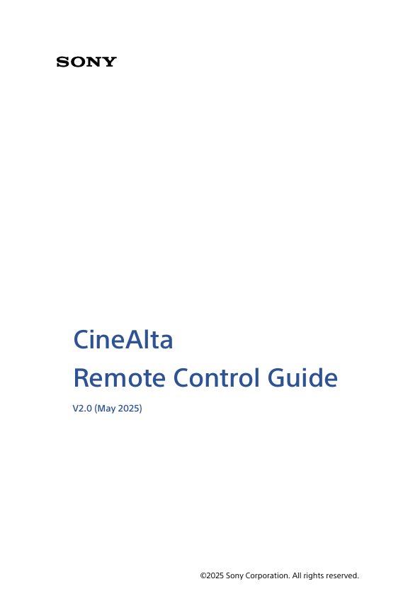 an image of the cover for sony's cinealta remote control guide v2.0